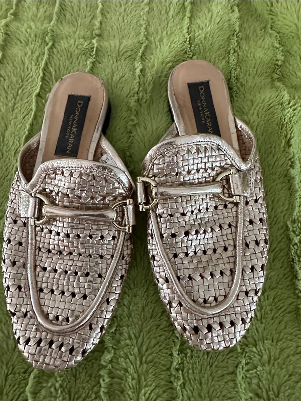 Donna Karan Metallic Woven Mule - Gold